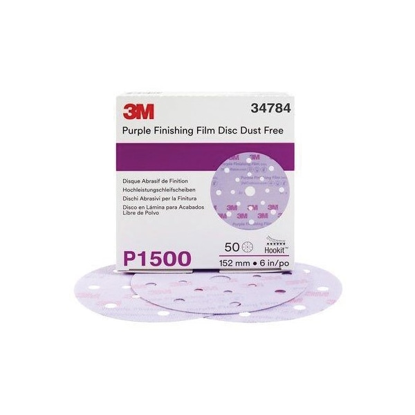 3M TM HookitTM Purple Finishing Film Disc DF 260L, 34784, 6 in 17 Hole, P1500, 50PK 7100122776 - main